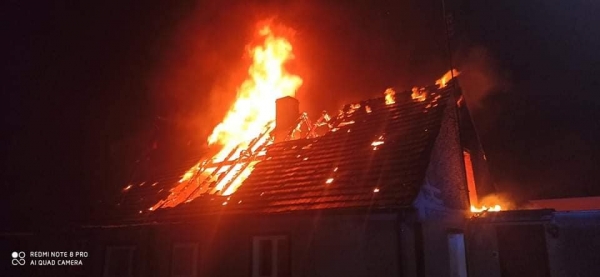 Pożar domu w Łagoszowie Wielkim